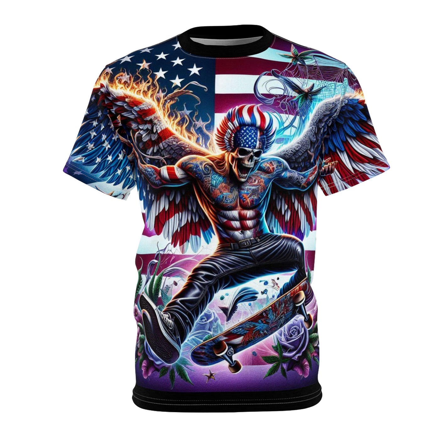 Skateboarding American Flag T-shirt