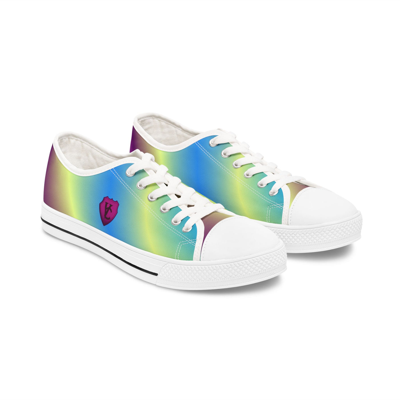 Vibrant Women's Low Top Sneakers - Rainbow Gradient Design