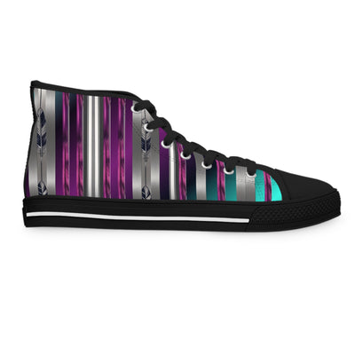 Stylish Women's High Top Sneakers - Striped Design, Perfect for Casual Wear and Events