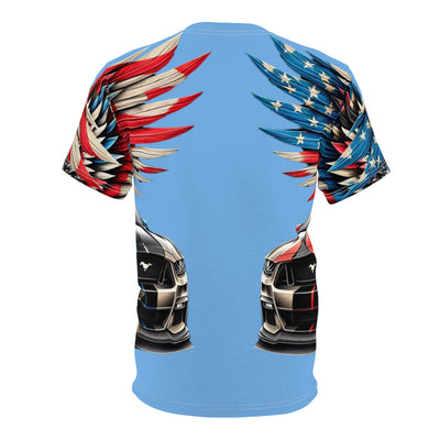 American Flag W/ Winged Female Silhouette & Mustang GT T-shirt