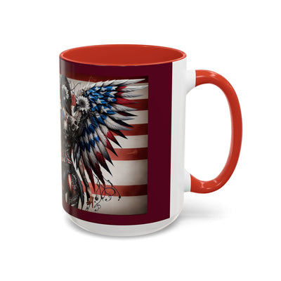 American Flag Coffee Mug (11, 15oz), W/ Winged Silhouettes