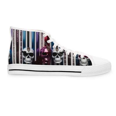 Women's High-Top Sneakers, Vivid Creations Designer Shoes Graphic Skull Design