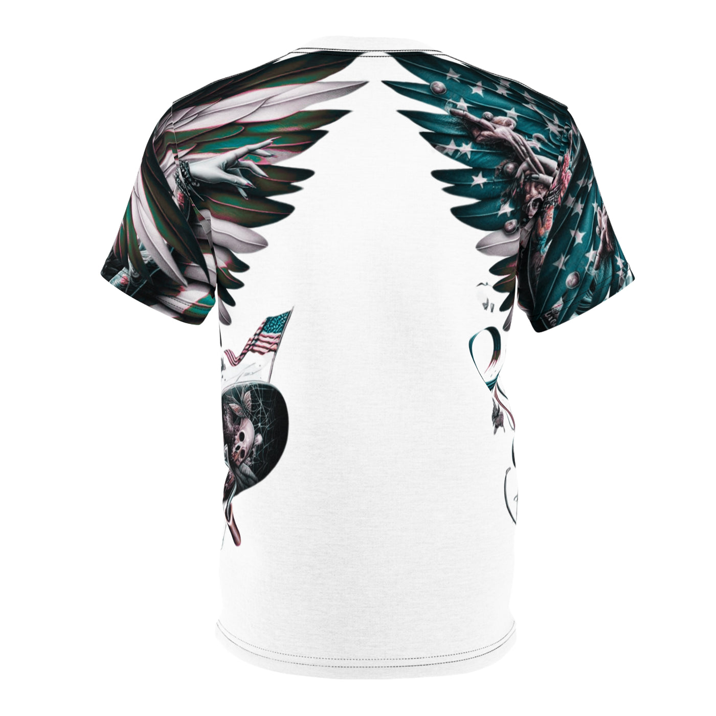 American Flag W/ Winged Female Skateboarding Silhouette T-shirt