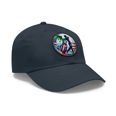 Dad Golf Hat with Leather Patch (Round), American Flag Silhouette Golf Ball Design