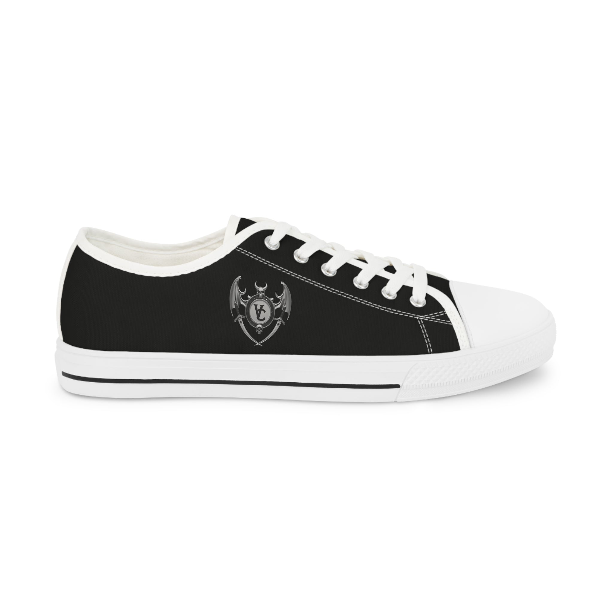 Men's Low Top Sneakers - Casual Black Sneakers with Unique Design