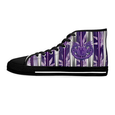 Trendy Women's High Top Sneakers with Elegant Purple Floral Design