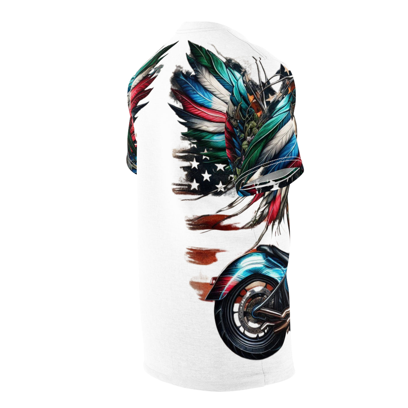 American Flag W/ Winged Female Silhouette & Motorcycle T-shirt