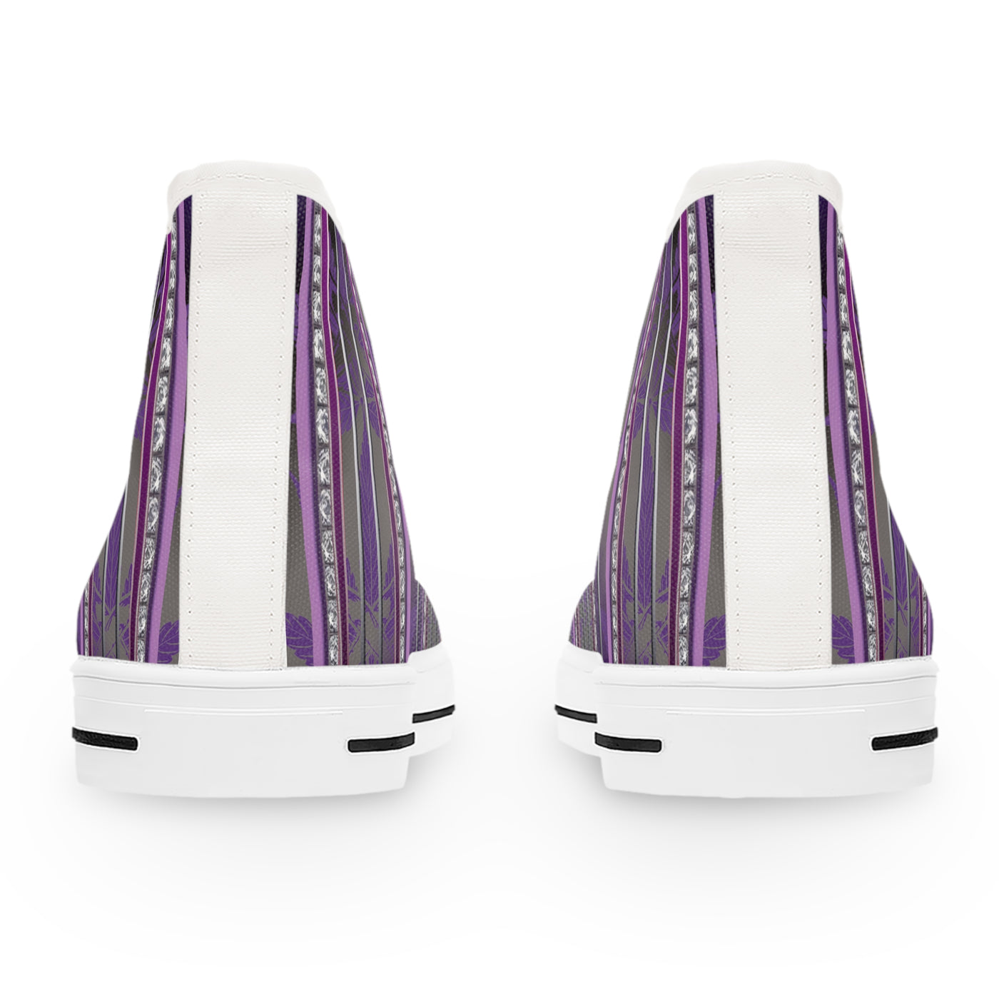 Women's High Top Sneakers - Stylish Purple Stripes Design