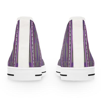 Women's High Top Sneakers - Stylish Purple Stripes Design