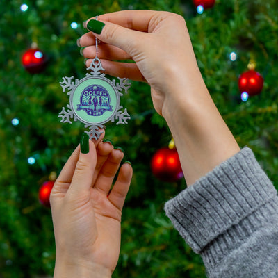 Pewter Snowflake Golfer 4 life Ornament