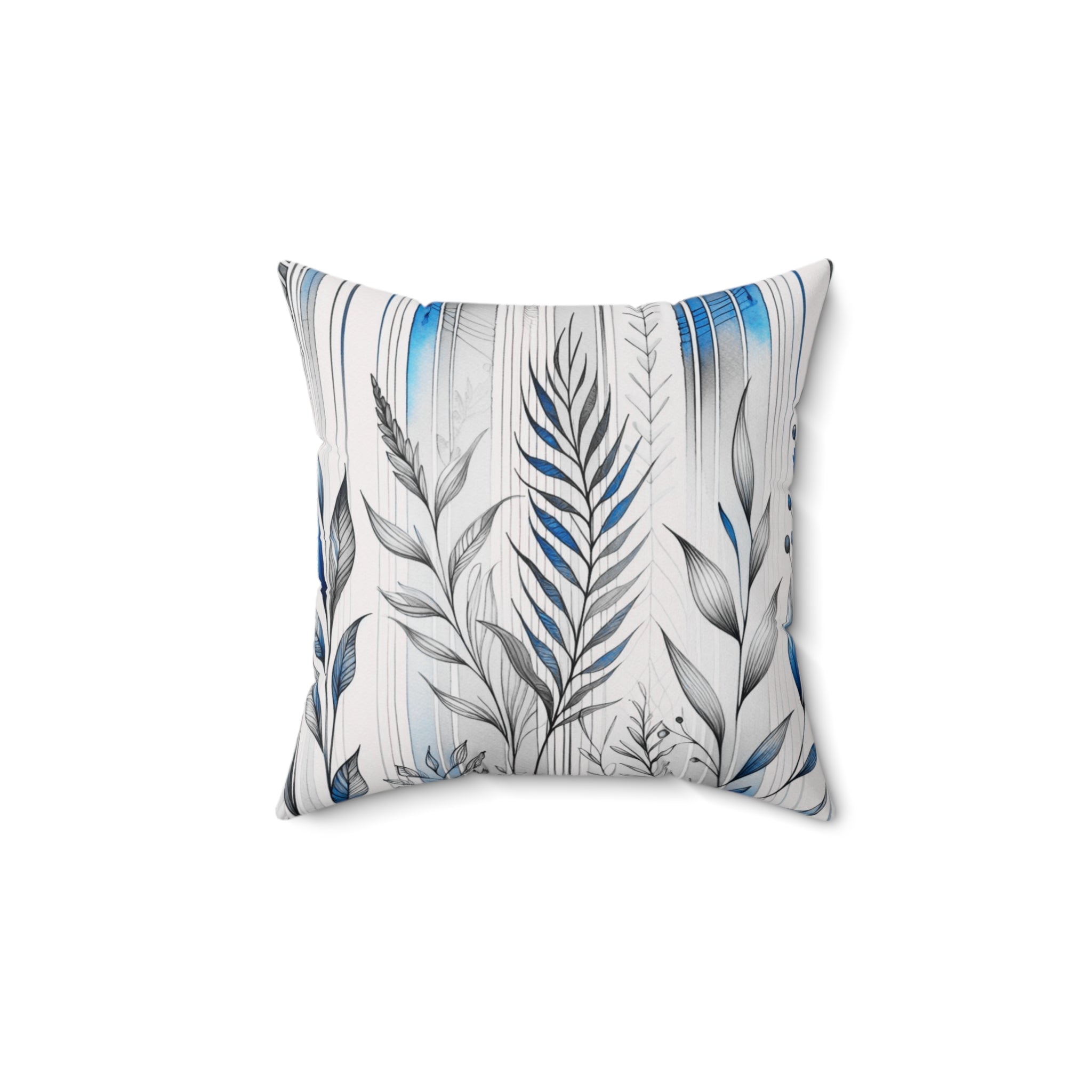 014, Polyester Square Floral Pillow, Light Blue & White Floral-Pattern Pillow, Great Gift