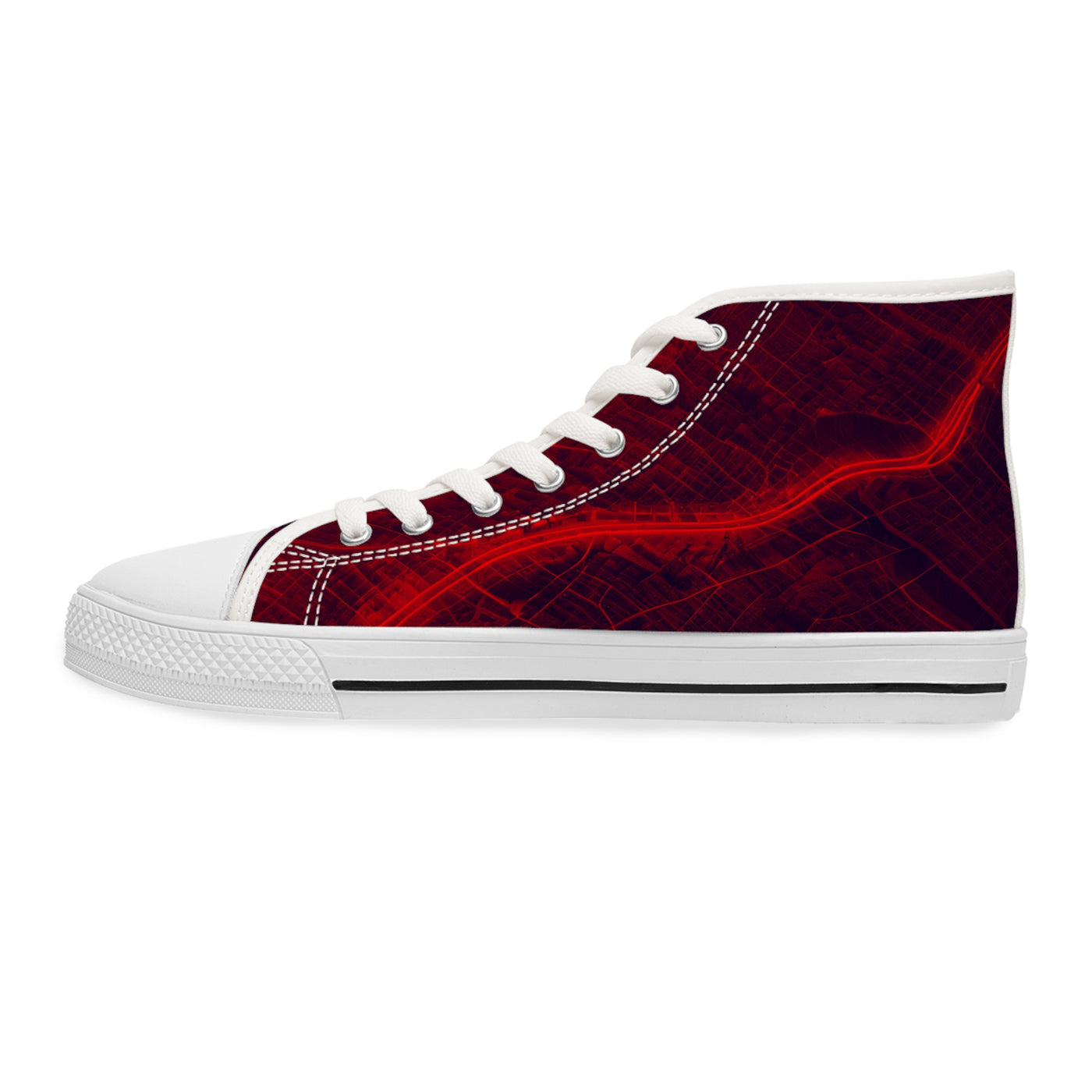 Women's High-Top Sneakers, Vivid Creations Designer Shoes Graphic Skull Design