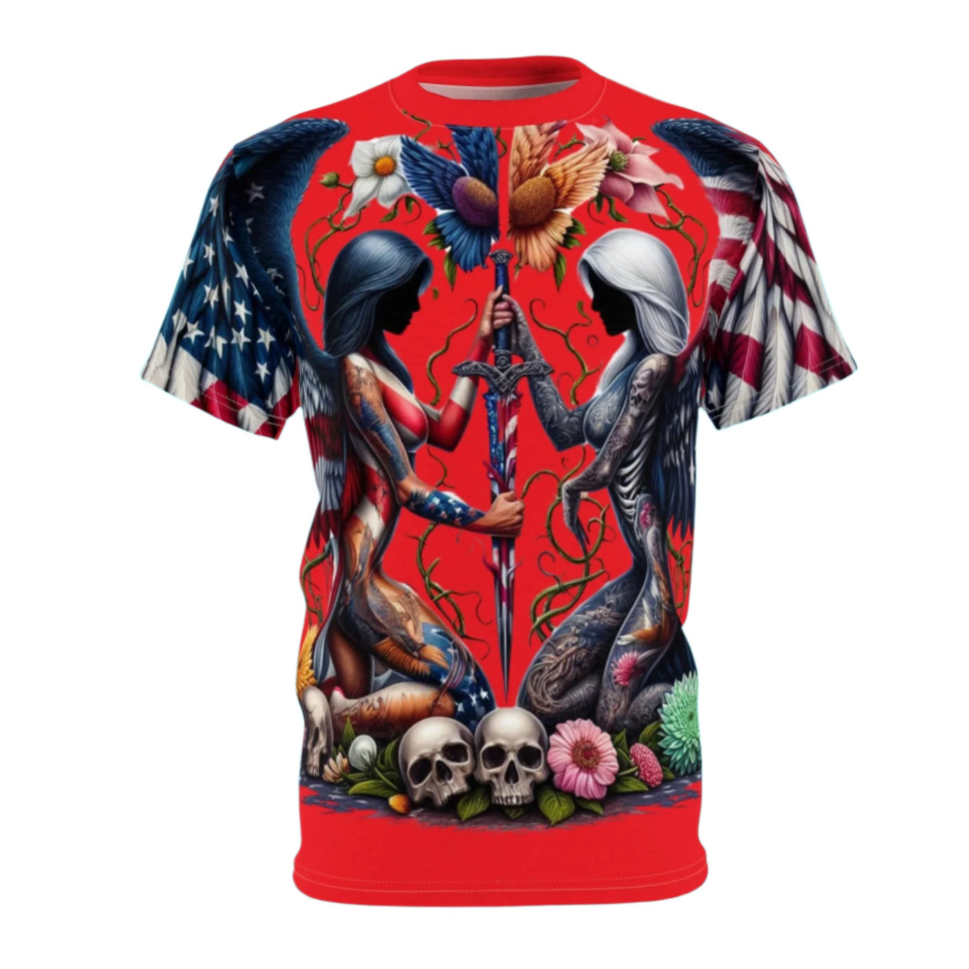 American Flag W/ Winged Female Silhouette's T-shirt