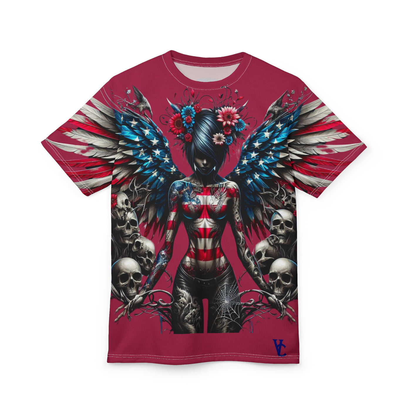 Vivid Creations Cut & Sew Tee, American Flag Vivid Angel T-shirt