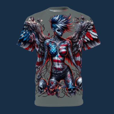 American Flag W/ Winged Female Silhouette T-shirt