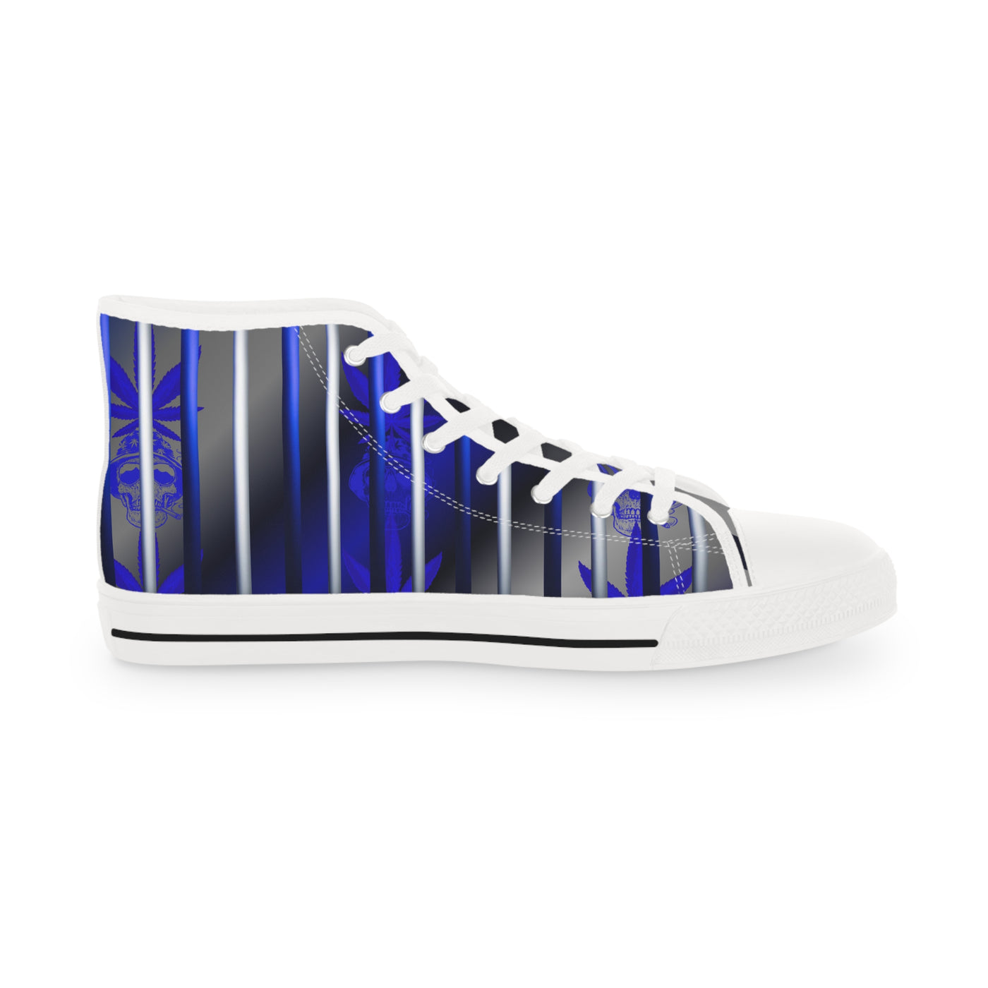 Men's High Top Sneakers - Blue Striped Urban Style