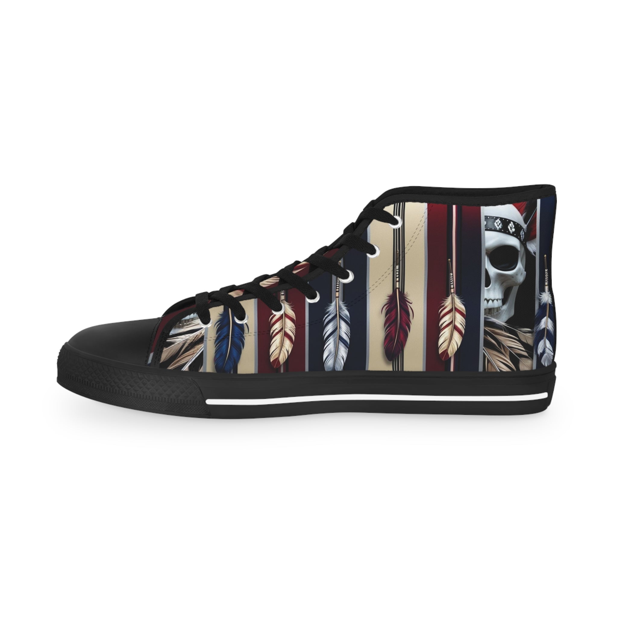 Men's High-Top Sneakers, Vivid Creations Designer Shoes Graphic Skull Design