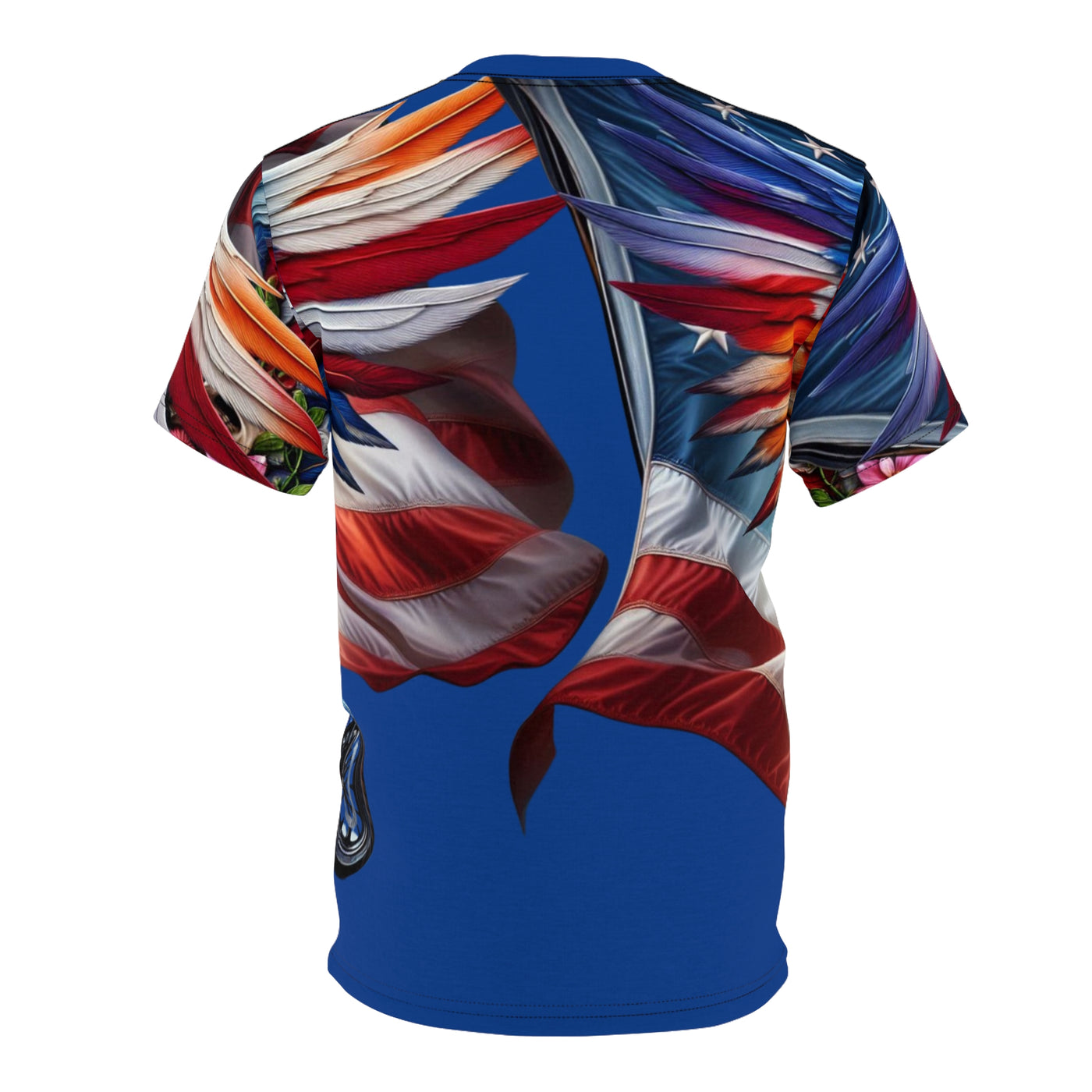 American Flag W/ Winged Female Silhouette & Motorcycle T-shirt