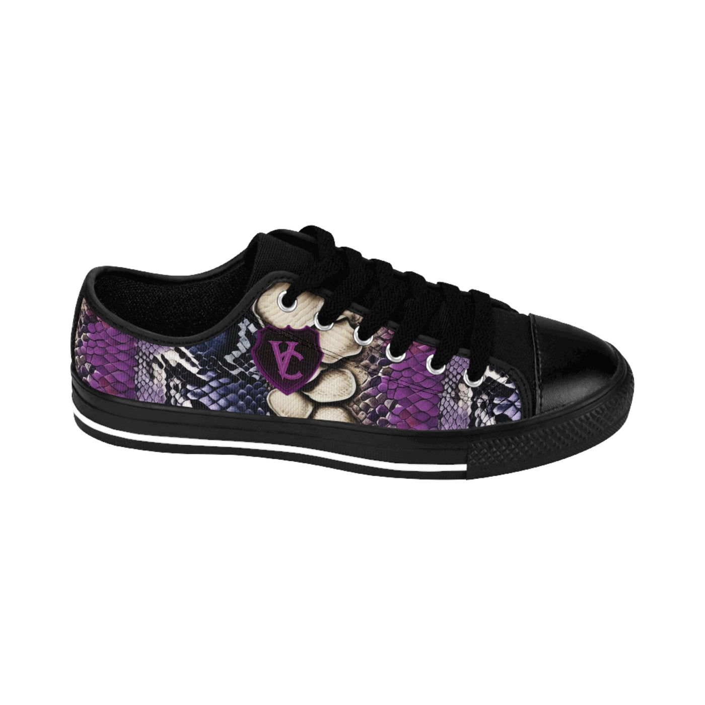 Vibrant Women’s Sneakers with Snake Print & Skull Design