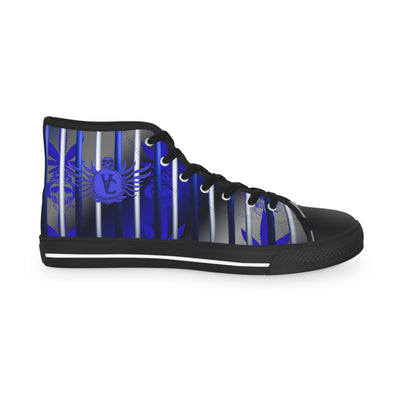 Men's High Top Sneakers - Blue Striped Urban Style