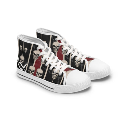 Women's High-Top Sneakers, Vivid Creations Designer Shoes Graphic Skull Design