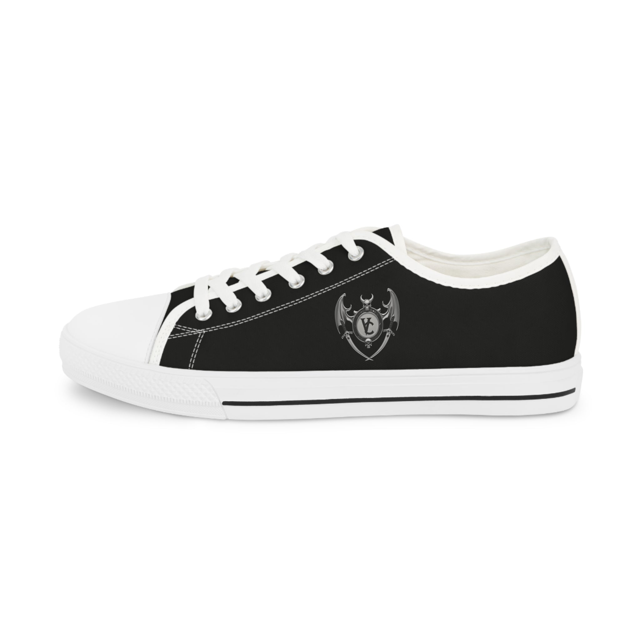 Men's Low Top Sneakers - Casual Black Sneakers with Unique Design