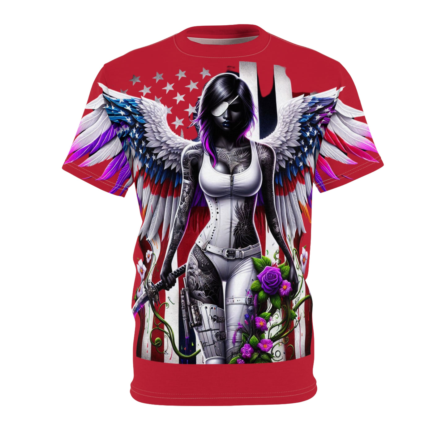 American Flag Cut & Sew Tee, Vivid Angel T-shirt