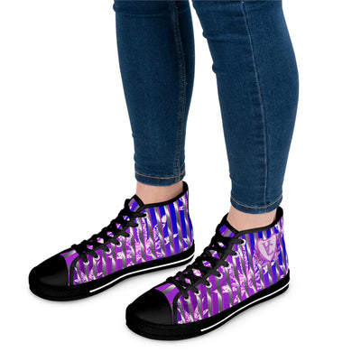 Women's V.C. High Top Sneakers - Stylish Purple Striped Design for Everyday Wear