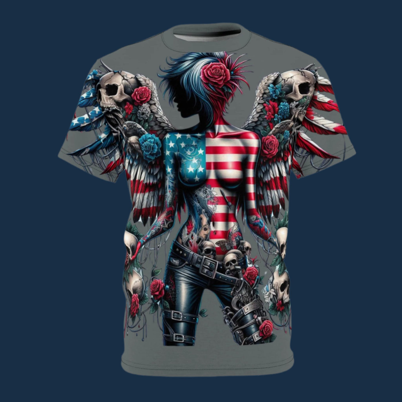 American Flag W/ Winged Female Silhouette T-shirt