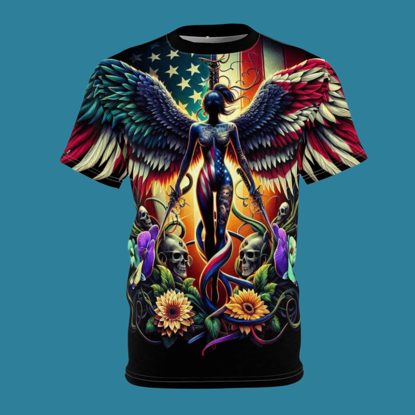 American Flag W/ Winged Female Silhouette's T-shirt