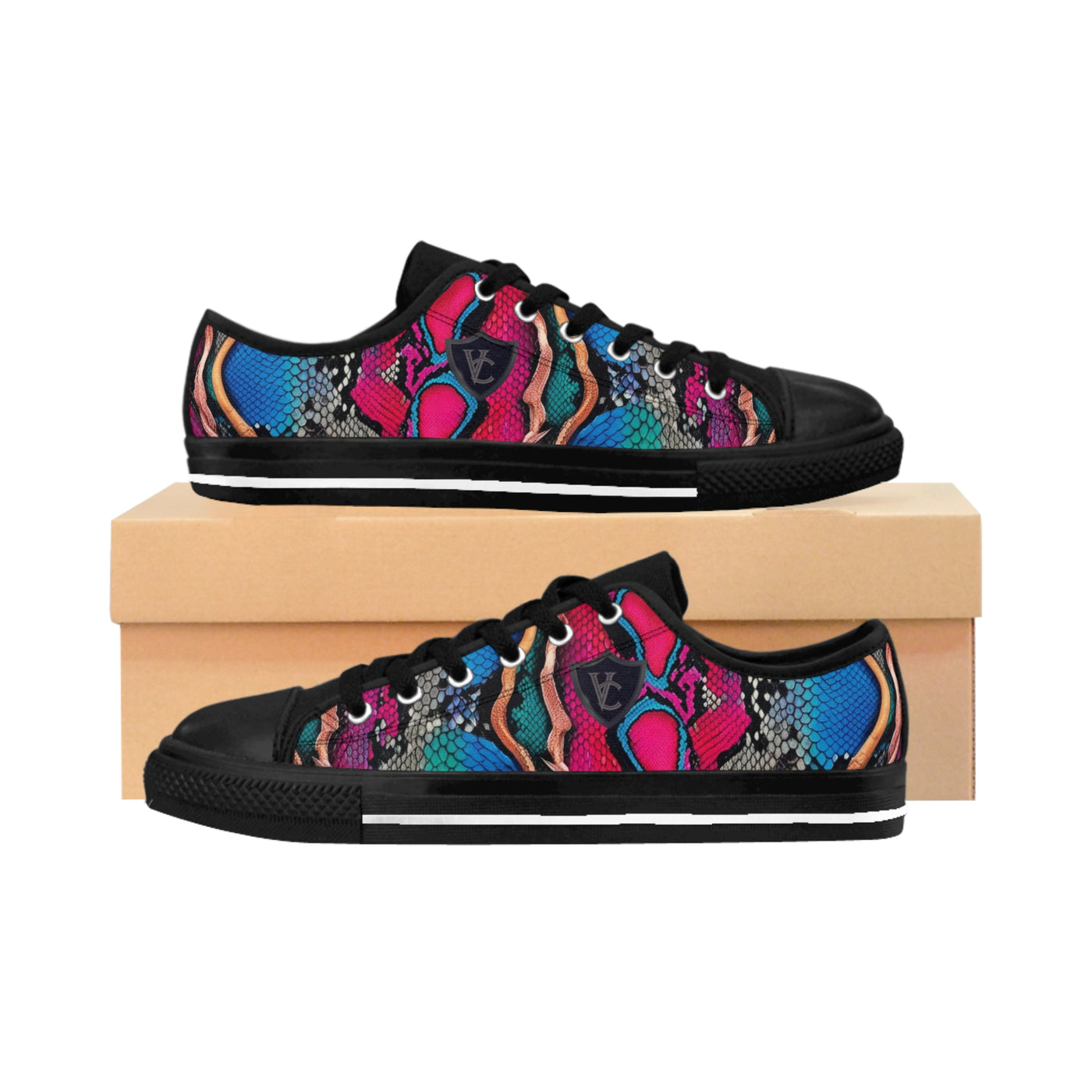 Vibrant Women’s Sneakers with Colorful Snake Design