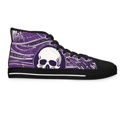 Women's High-Top Sneakers, Vivid Creations Designer Shoes Graphic Skull Design