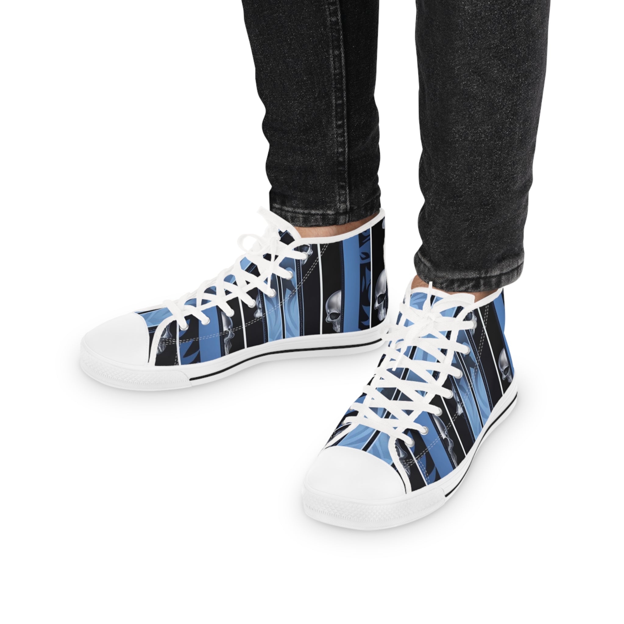 Men's High-Top Sneakers, Vivid Creations Designer Chuck's - Skull Design