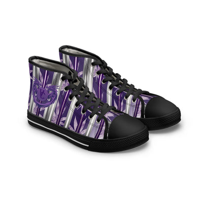 Trendy Women's High Top Sneakers with Elegant Purple Floral Design