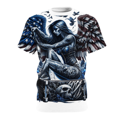 American Flag W/ Winged Female Skateboarding Silhouette T-shirt