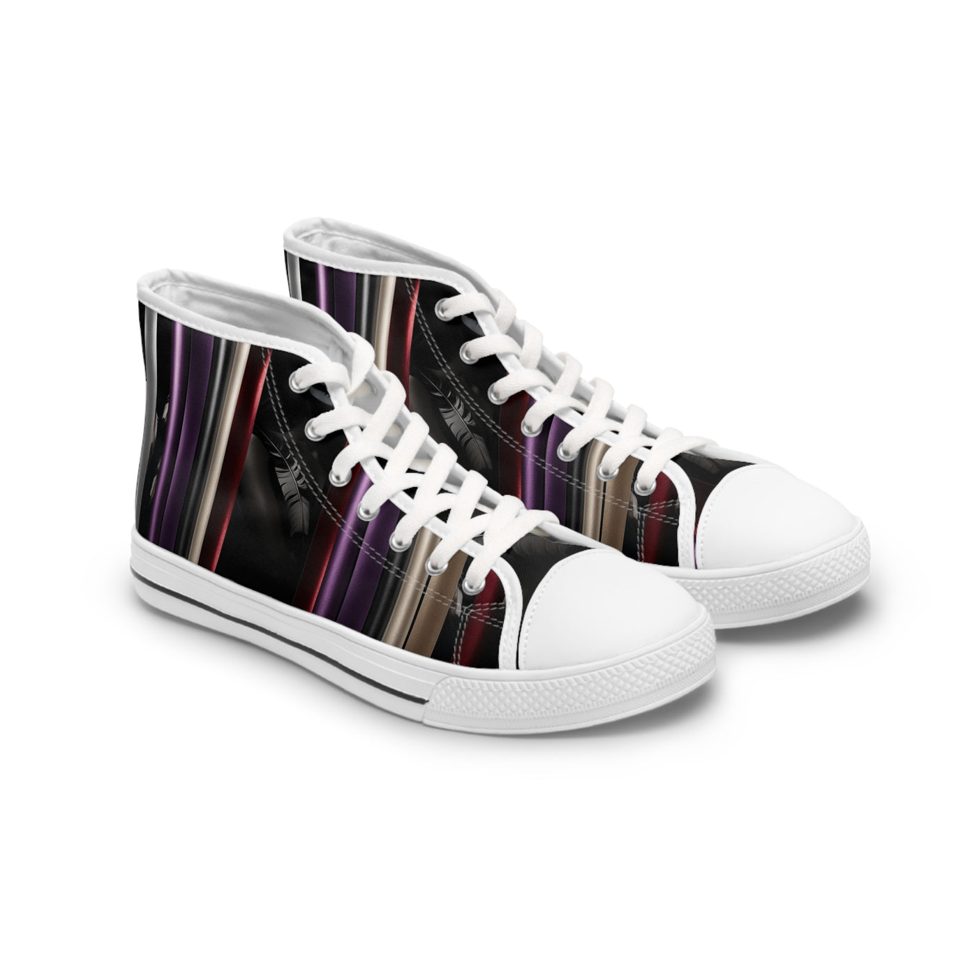 Women's High-Top Sneakers, Vivid Creations Designer Shoes Graphic Skull Design