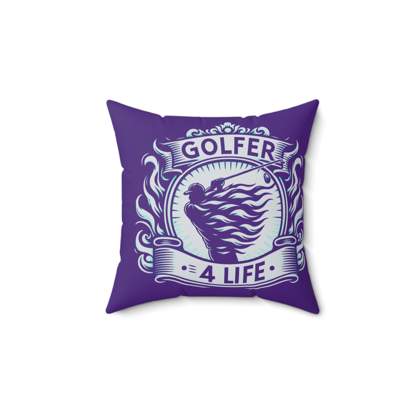 003, Faux Suede Square Golfer 4 Life Pillow, Great Golf Gift