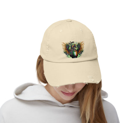 Distressed Golf Cap, Irish Flag Winged Dragon Head Golf Bag Design Hat