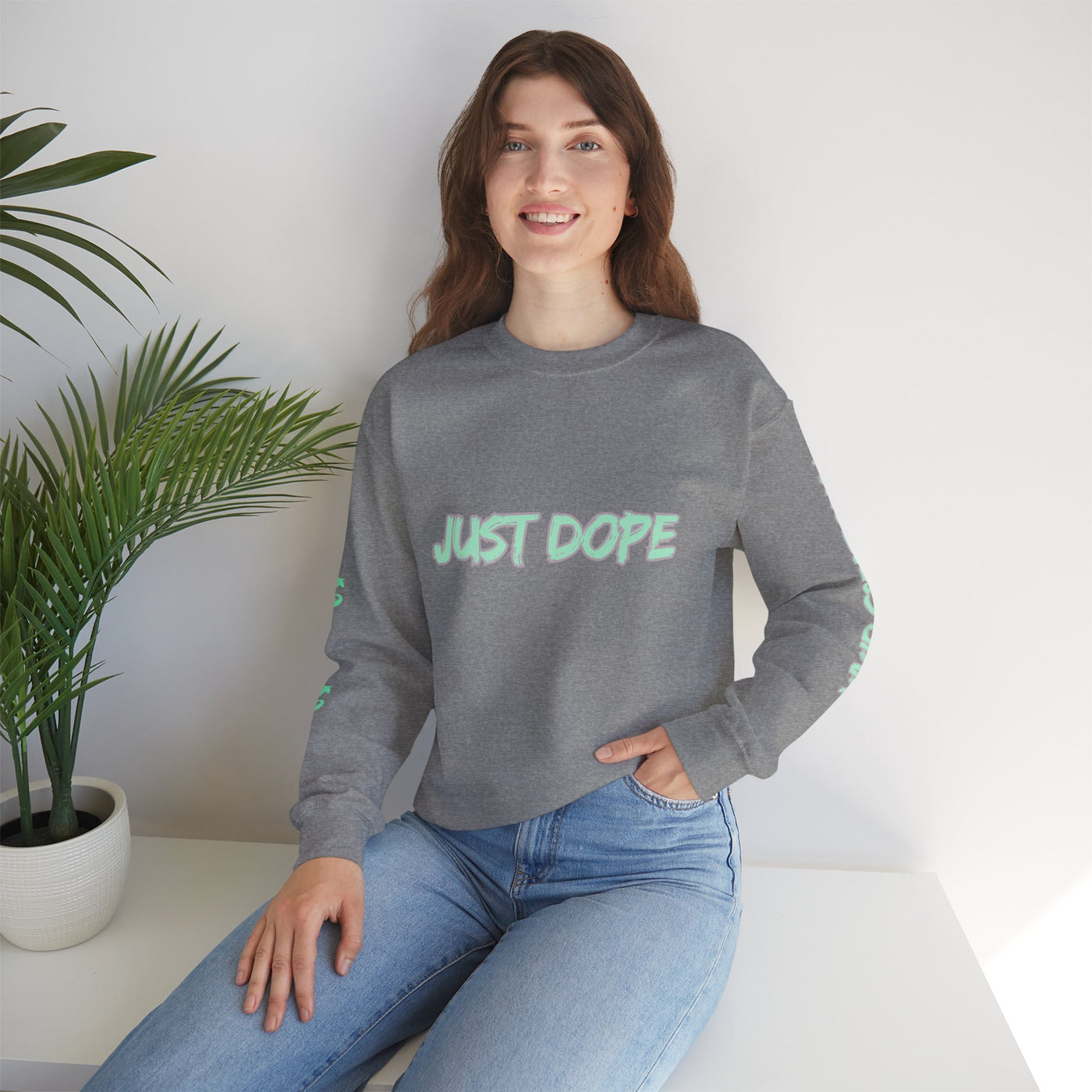 Just Dope Crewneck Sweatshirt, Vivid Creations Pull-Over Sweatshirt