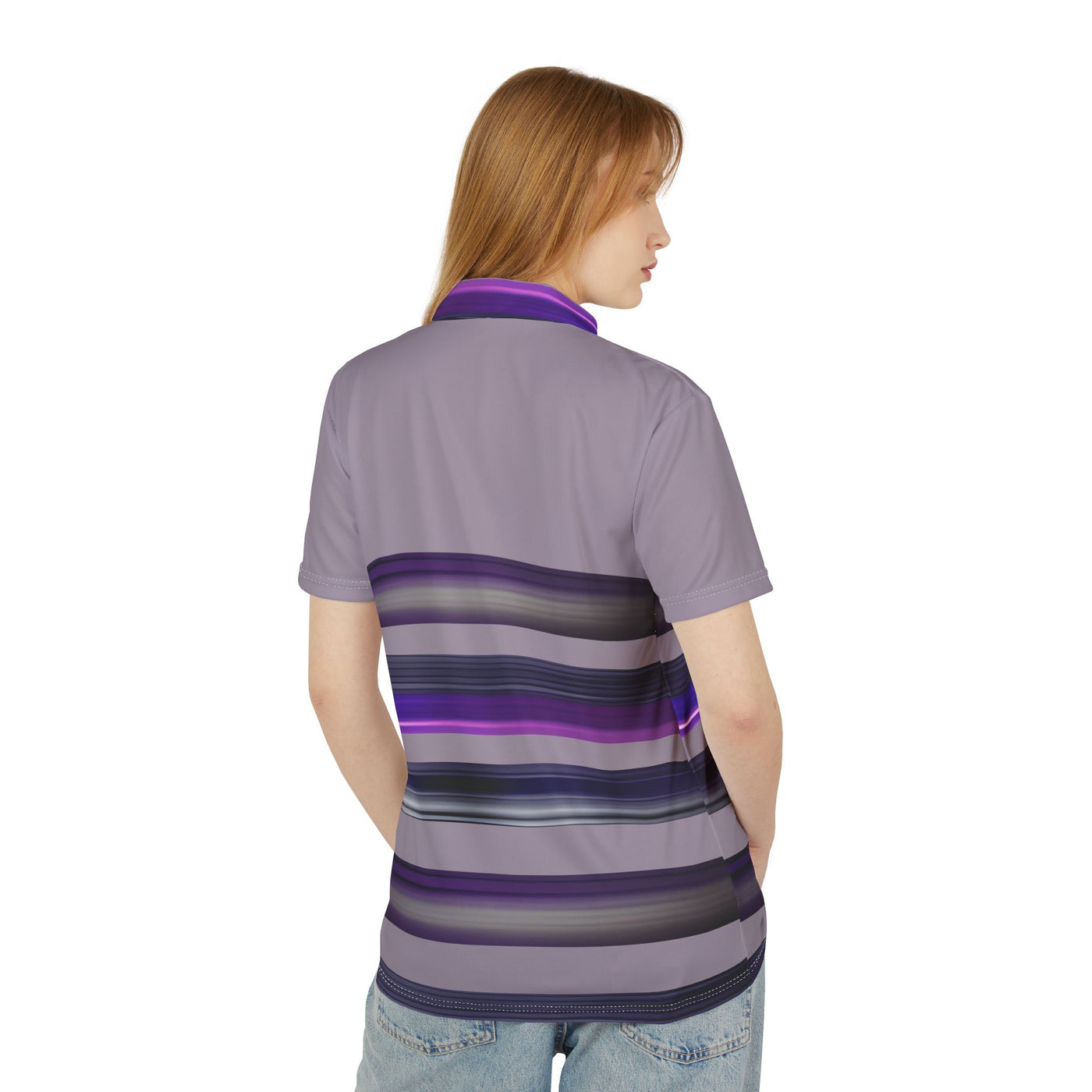 Stylish Unisex Polo Shirt with Purple Stripes - Casual Chic for All Occasions