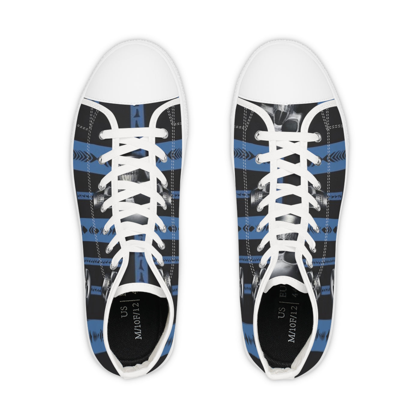 Men's High-Top Sneakers, Vivid Creations Designer Shoes Graphic Skull Design