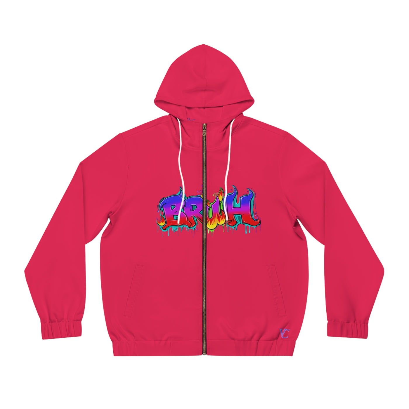 Men's Full-Zip Graphic Hoodie, Vivid Creations "BRUH" Hooded Sweatshirt