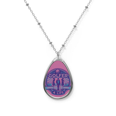 Golfer 4 Life Oval Necklace, Golf Together Golf Gift