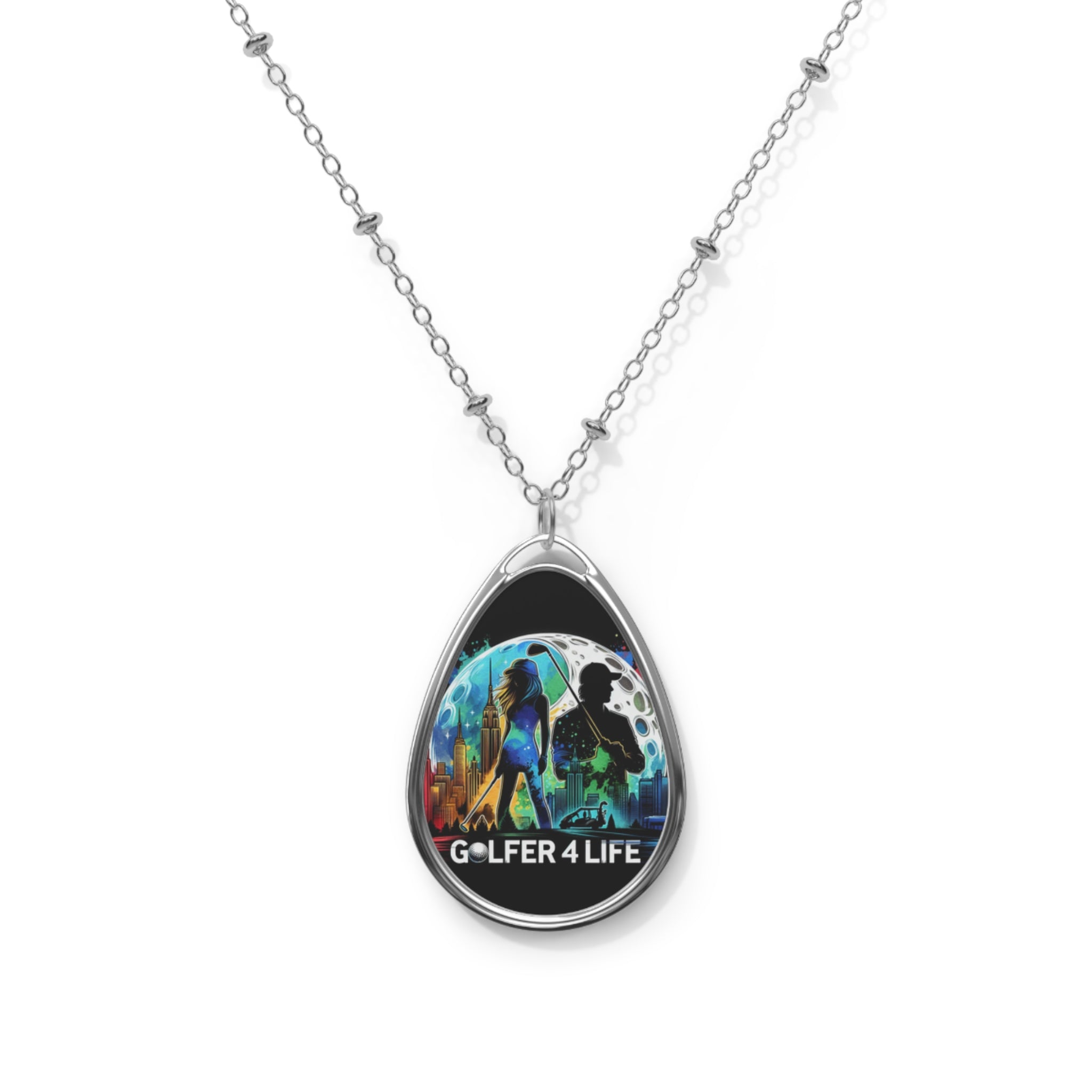 Golfer 4 Life Oval Necklace - Perfect Gift for Golf Lovers