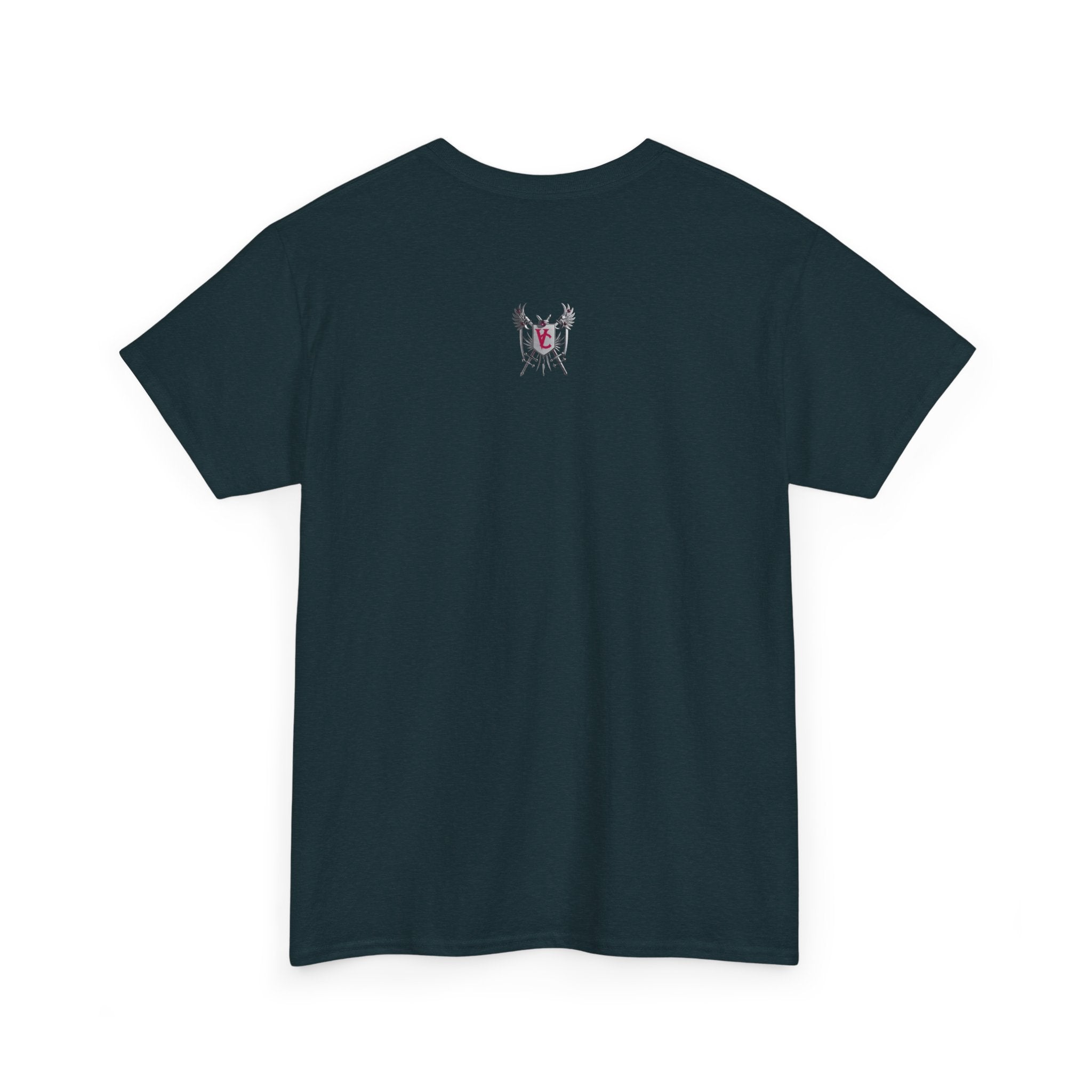 Unisex Heavy Cotton Tee with Shield Design - Bold Streetwear Style