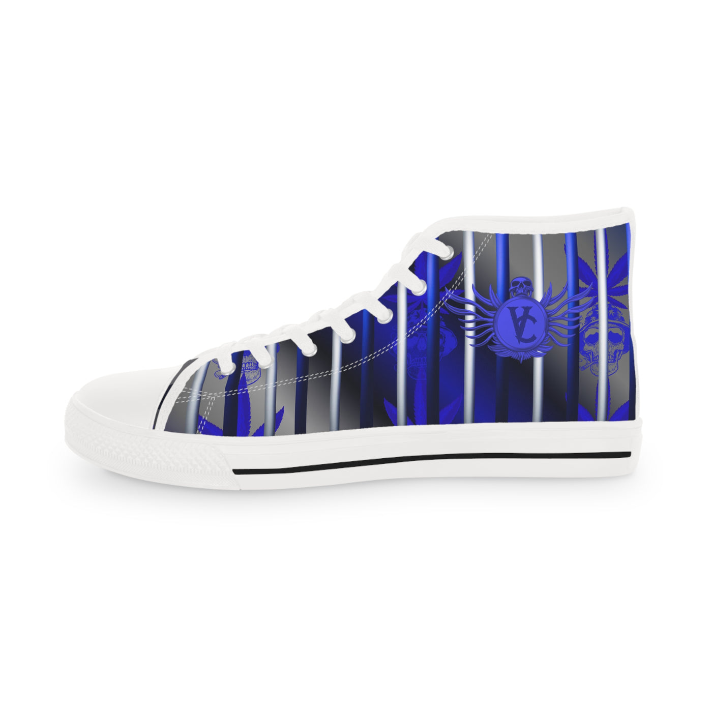 Men's High Top Sneakers - Blue Striped Urban Style