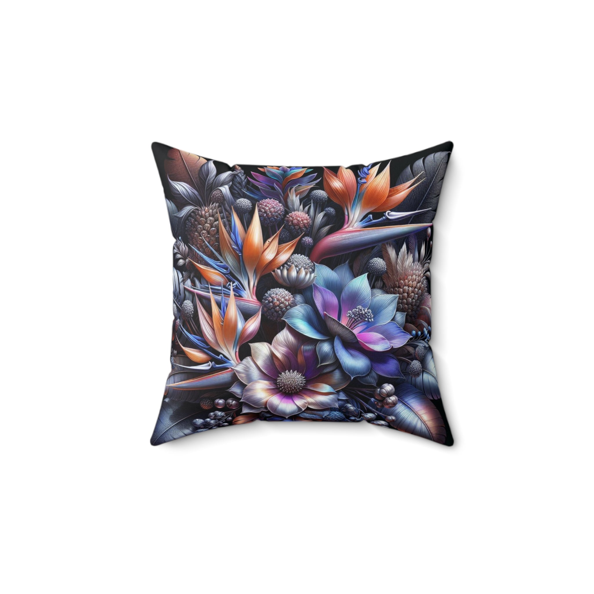 Colorful Floral Spun Polyester Square Pillow - Boho Home Decor