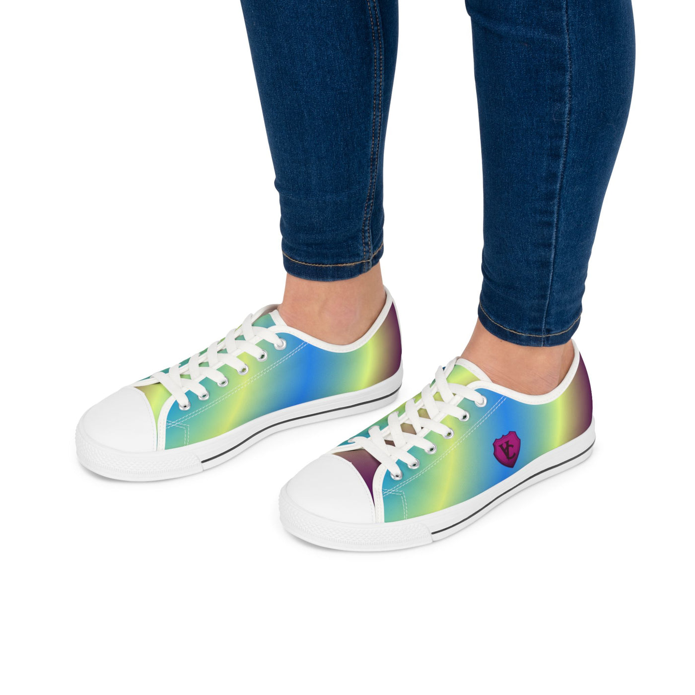 Vibrant Women's Low Top Sneakers - Rainbow Gradient Design