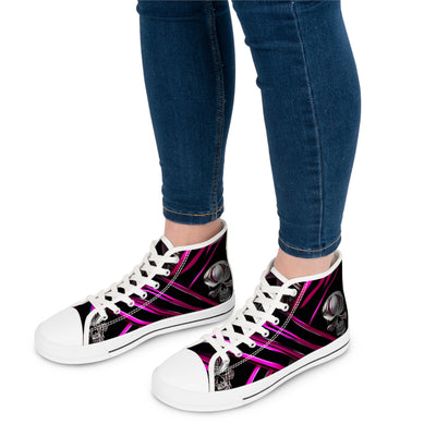 Women's High-Top Sneakers, Vivid Creations Designer Shoes Graphic Skull Design