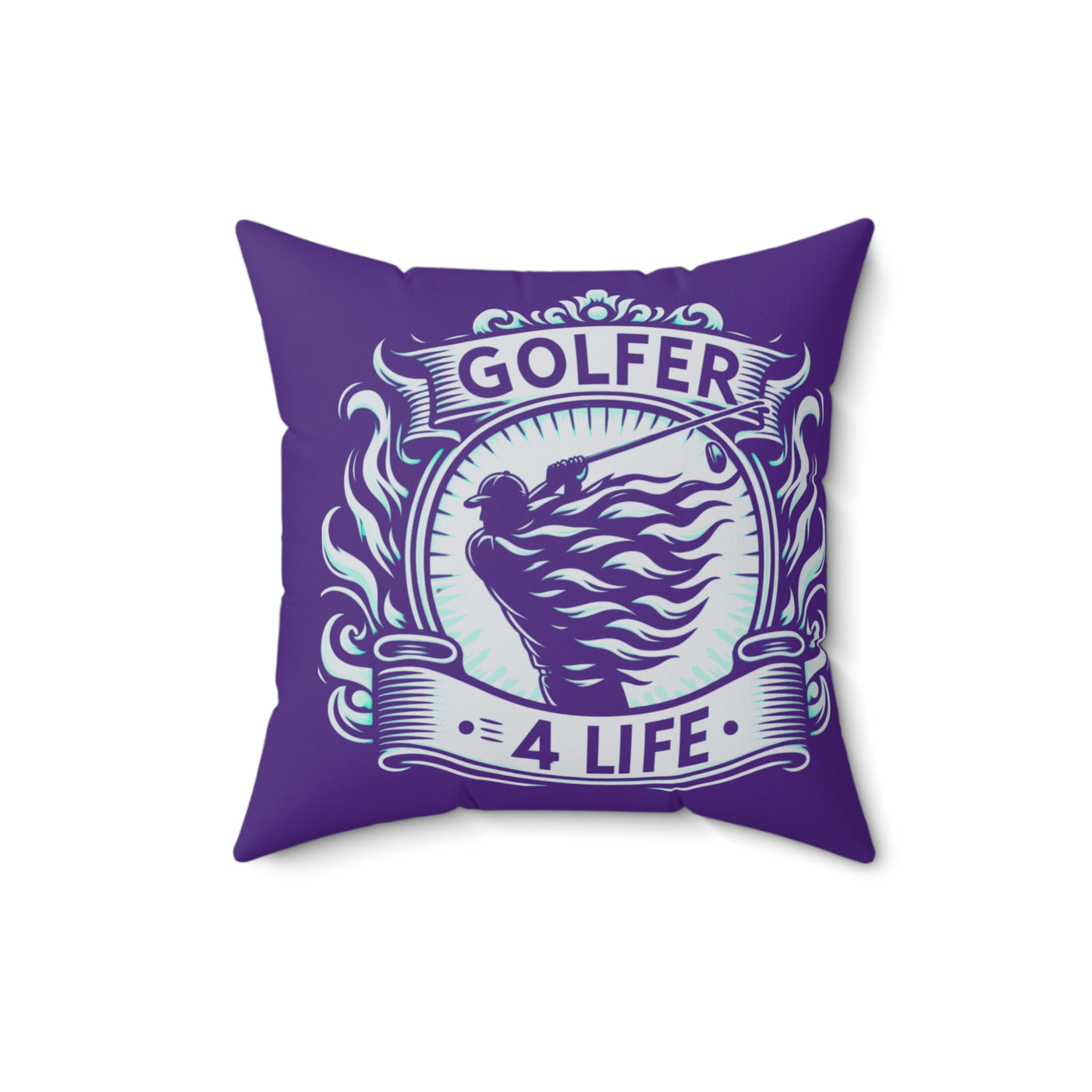 003, Faux Suede Square Golfer 4 Life Pillow, Great Golf Gift